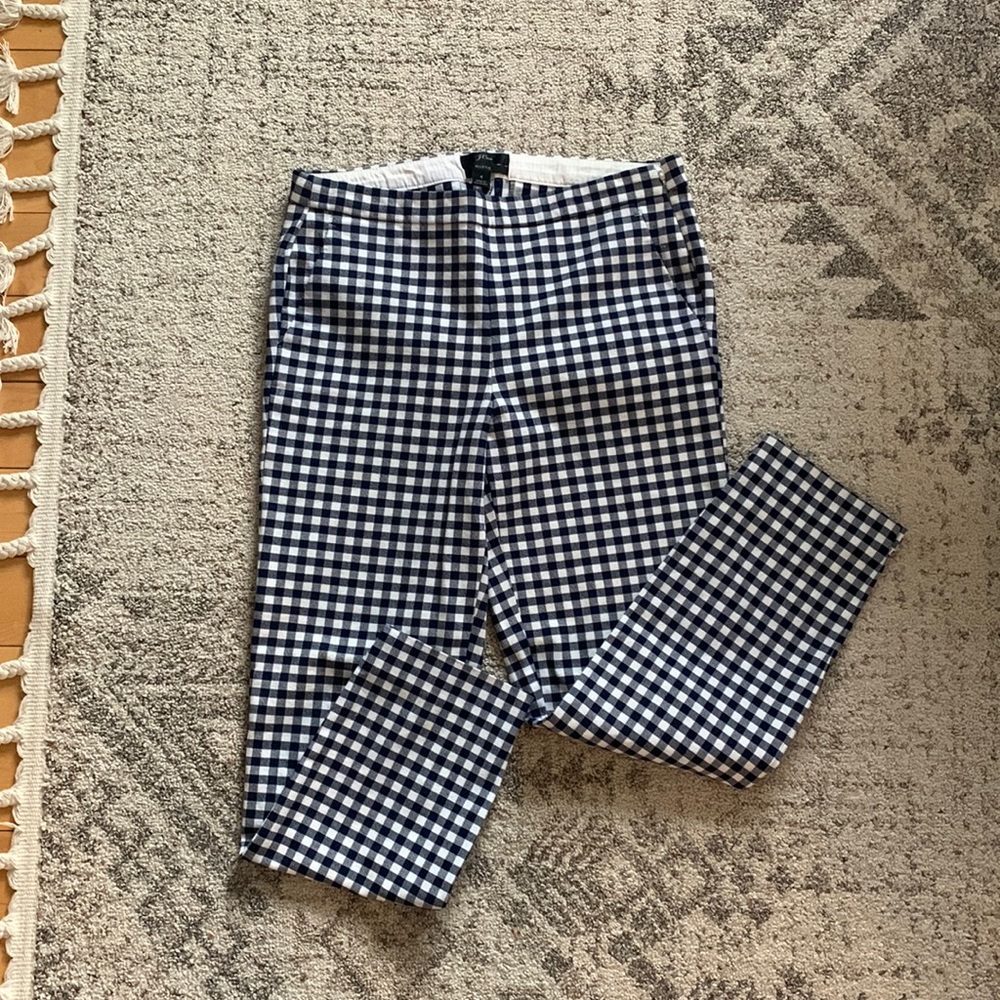 J Crew Navy/White Plaid Trousers Mattie Fit Size 4
